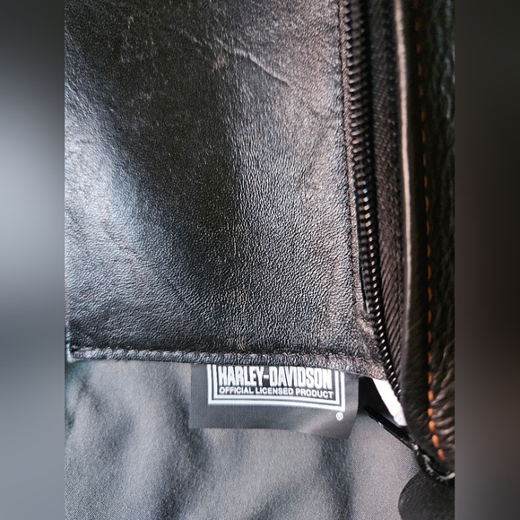 Harley Davidson Genuine Pebbled Leather Black Shoulder Bag - Picture 4 of 13